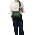 Crossbody bag – τσάντα χιαστί, με διπλό λουρί, Πράσινο - CX-1324 - Image 2