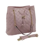 Classic Handbag: Κλασικό Πουγκί με χρυσές αλυσίδες, Ροζ - HB-3939