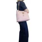 Classic Handbag: Κλασικό Πουγκί με χρυσές αλυσίδες, Ροζ - HB-3939 - Image 5