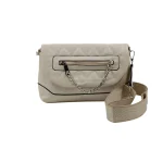 Chic Chain Bag: Καπιτονέ χαστί τσάντα για στυλάτες εμφανίσεις, Εκρού - CX-1348
