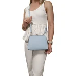 Stomio Elegance Crossbody: Τσάντα Χιαστί με Κλασικό Κούμπωμα Και 3 θήκες, Γαλάζιο - CX-1383 - Image 2