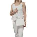 Stomio Elegance Crossbody: Τσάντα Χιαστί με Κλασικό Κούμπωμα Και 3 θήκες, Λευκό - CX-1389 - Image 2