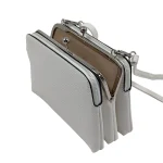 Stomio Elegance Crossbody: Τσάντα Χιαστί με Κλασικό Κούμπωμα Και 3 θήκες, Λευκό - CX-1389 - Image 3