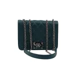 Luxury Vibes Small: Καπιτονέ τσαντάκι με αλυσίδα ασημί. Πράσινο - AB-1298 - Image 3