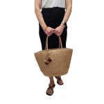 Island Escape Bag: Η Ψάθινη Τσάντα του Καλοκαιριού, Μπέζ ψάθα - HB-4004 - Image 2