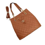 Timeless Bag: Διαχρονικό Πουγκί με καπιτονέ σχεδιασμό, Ταμπά - HB-4027 - Image 3