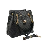 Timeless Bag: Διαχρονικό Πουγκί με καπιτονέ σχεδιασμό, Μαύρο - HB-4031