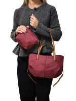 Suede Elegance Duo: Το δίχρωμο σετ που ολοκληρώνει κάθε εμφάνιση, Μπορντό|Καφέ - SET-0013 - Image 2