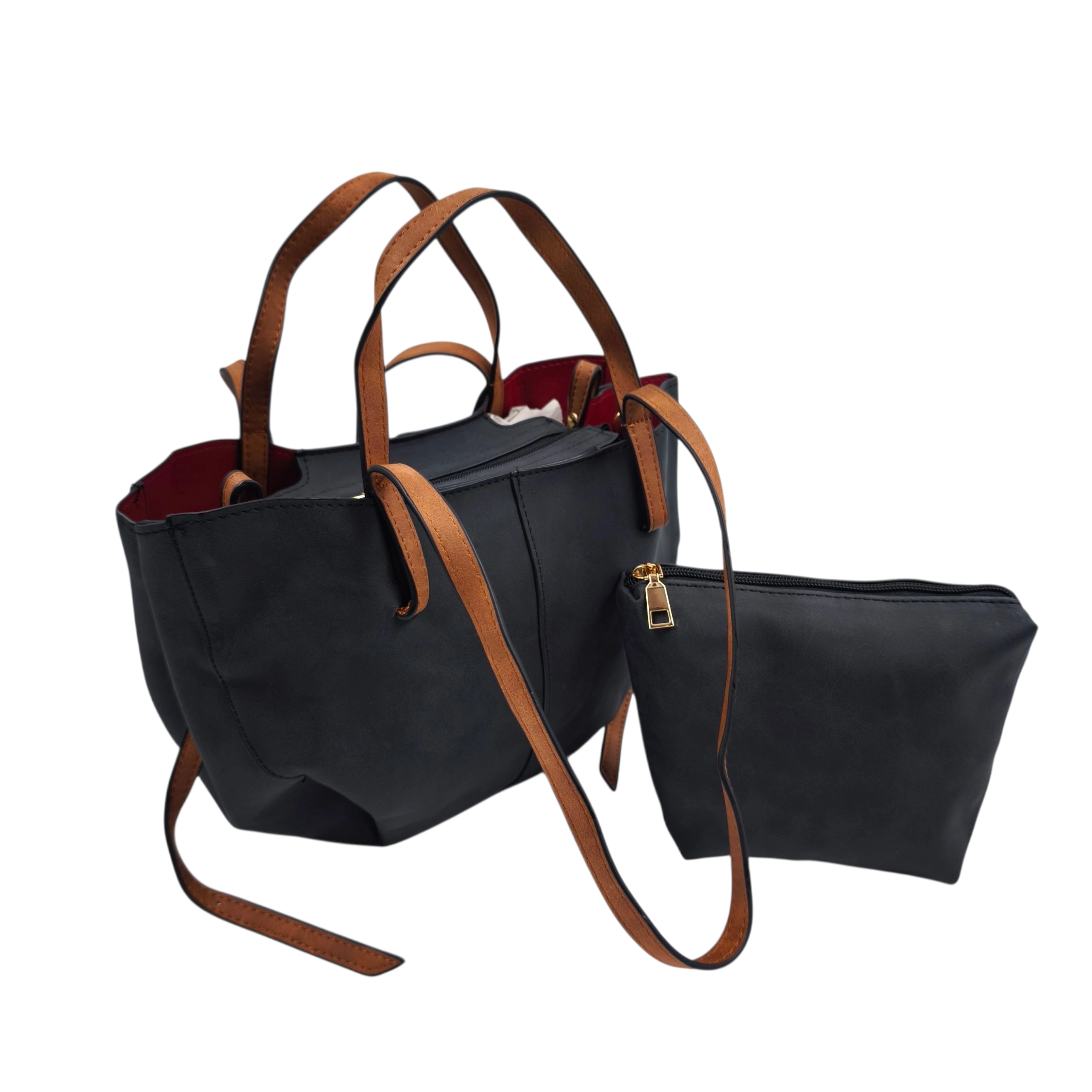 SET-0016-1 Suede Elegance Duo: Το δίχρωμο σετ που ολοκληρώνει κάθε εμφάνιση, Μαύρο|Καφέ - SET-0016 - Image 1
