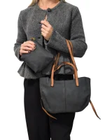 Suede Elegance Duo: Το δίχρωμο σετ που ολοκληρώνει κάθε εμφάνιση, Μαύρο|Καφέ - SET-0016 - Image 2
