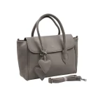 Heart Charm Bag: Διακοσμητικές καρδιές και premium υφή, Γκρι - HB-4111