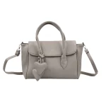Heart Charm Bag: Διακοσμητικές καρδιές και premium υφή, Γκρι - HB-4111 - Image 3