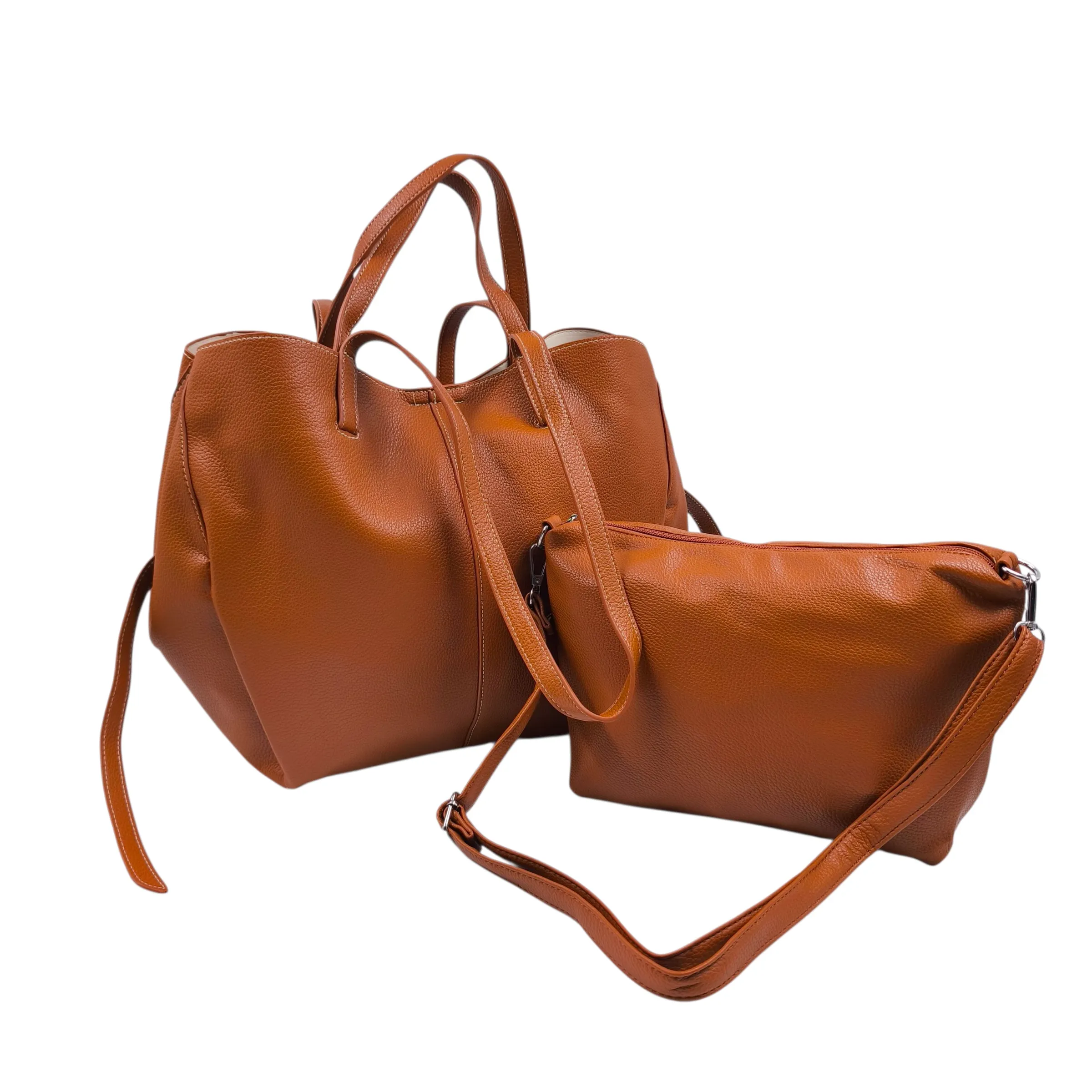 SET-0017-1 Tote & Cross Set: Το απόλυτο καθημερινό δίδυμο, Καφέ - SET-0017 - Image 1