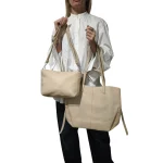 Tote & Cross Set: Το απόλυτο καθημερινό δίδυμο, Μπεζ - SET-0020 - Image 2