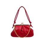 Retro Vibes: Μικρή Τσάντα με Vintage Κούμπωμα & Χρυσές Λεπτομέρειες, Κόκκινο - AB-1388 - Image 3