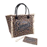 Safari Beach Style: Σετ Τσάντα με Πορτοφολάκι σε Animal Print, Λεοπάρ Καφέ - ΗΒ-4134