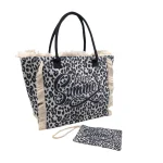Safari Beach Style: Σετ Τσάντα με Πορτοφολάκι σε Animal Print, Λεοπάρ Ασπρόμαυρο - ΗΒ-4135
