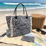 Safari Beach Style: Σετ Τσάντα με Πορτοφολάκι σε Animal Print, Λεοπάρ Ασπρόμαυρο - ΗΒ-4135 - Image 2