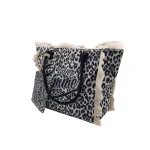 Safari Beach Style: Σετ Τσάντα με Πορτοφολάκι σε Animal Print, Λεοπάρ Ασπρόμαυρο - ΗΒ-4135 - Image 3