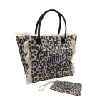 Safari Beach Style: Σετ Τσάντα με Πορτοφολάκι σε Animal Print, Λεοπάρ Μπεζ - ΗΒ-4136