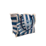 Sun, Sand & Stripes: Ριγέ Τσάντα Παραλίας με Δώρο Πορτοφολάκι, Μπλε Ριγέ - HB-4141 - Image 4
