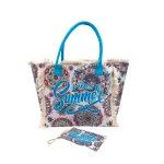 Boho Summer Vibes: Σετ Τσάντα με Πορτοφολάκι με Mandala Μοτίβα, Πολύχρωμο Γαλάζιο - HB-4147