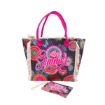 Boho Summer Vibes: Σετ Τσάντα με Πορτοφολάκι με Mandala Μοτίβα, Πολύχρωμο Φούξια - HB-4148