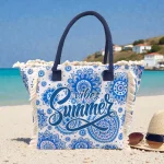 Boho Summer Vibes: Σετ Τσάντα με Πορτοφολάκι με Mandala Μοτίβα, Πολύχρωμο Σκούρο Μπλε - HB-4149 - Image 3