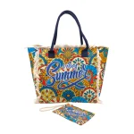 Boho Summer Vibes: Σετ Τσάντα με Πορτοφολάκι με Mandala Μοτίβα, Πολύχρωμο Μπλε - HB-4150