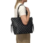 Pixel Perfect: Ευρύχωρη tote τσάντα με γεωμετρικό print και θήκες οργάνωσης, Μαύρο - HB-4154 - Image 2