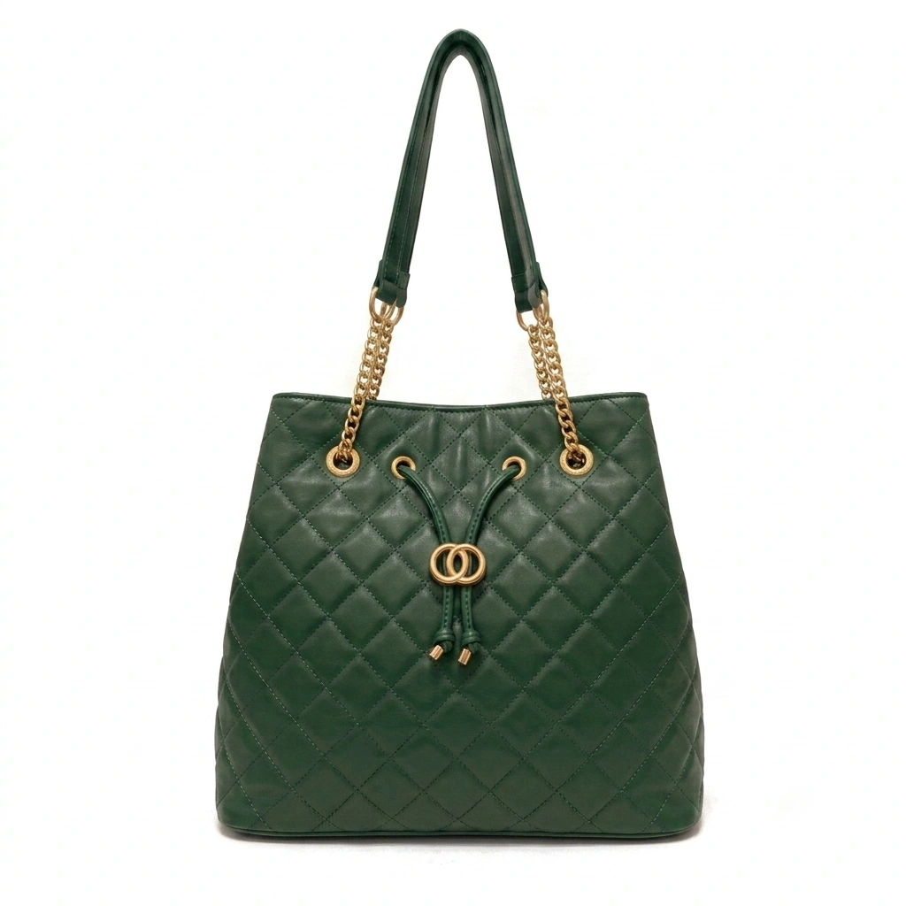 HB-4026-4 Timeless Bag: Διαχρονικό Πουγκί με καπιτονέ σχεδιασμό, Πράσινο - HB-4026 - Image 1