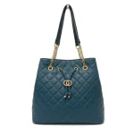 Timeless Bag: Διαχρονικό Πουγκί με καπιτονέ σχεδιασμό, Μπλε - HB-4028