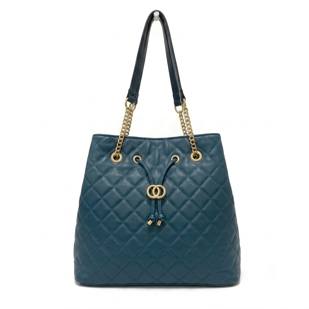 HB-4028-4 Timeless Bag: Διαχρονικό Πουγκί με καπιτονέ σχεδιασμό, Μπλε - HB-4028 - Image 1