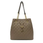 Timeless Bag: Διαχρονικό Πουγκί με καπιτονέ σχεδιασμό, Σκούρο Μπεζ - HB-4029