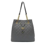 Timeless Bag: Διαχρονικό Πουγκί με καπιτονέ σχεδιασμό, Γκρι - HB-4030