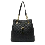 Timeless Bag: Διαχρονικό Πουγκί με καπιτονέ σχεδιασμό, Μαύρο - HB-4031