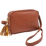 The Tote Bag Crossover: Χιαστί τσάντα με 2 θήκες και διακοσμητικό φουντάκι, Καφέ - CX-1527