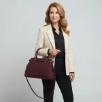Diana: Casual chic τσάντα χειρός και ώμου με κροκό σουέντ υφή, διακοσμητική ζώνη και χιαστί λουράκι, Μπορντό - HB-4174 - Image 2
