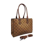 Merano: Fashion τσάντα tote με print υψηλής ποιότητας, σταθερή δομή και λουράκι χιαστί, Κάμελ - HB-4180 - Image 3