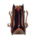Merano: Fashion τσάντα tote με print υψηλής ποιότητας, σταθερή δομή και λουράκι χιαστί, Κάμελ - HB-4180 - Image 4