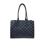Merano: Fashion τσάντα tote με print υψηλής ποιότητας, σταθερή δομή και λουράκι χιαστί, Μαύρο - HB-4182
