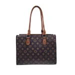 Merano: Fashion τσάντα tote με print υψηλής ποιότητας, σταθερή δομή και λουράκι χιαστί, Καφέ - HB-4183
