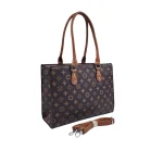Merano: Fashion τσάντα tote με print υψηλής ποιότητας, σταθερή δομή και λουράκι χιαστί, Καφέ - HB-4183 - Image 3
