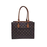 Merano: Fashion τσάντα tote με print υψηλής ποιότητας, σταθερή δομή και λουράκι χιαστί, Καφέ - HB-4183 - Image 5