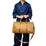Portofino Grande: Weekend bag με κλασικό print, λαβές από τεχνόδερμα και ρυθμιζόμενο λουρί ώμου, Κάμελ - HB-4184 - Image 2