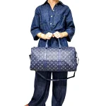 Portofino Grande: Weekend bag με κλασικό print, λαβές από τεχνόδερμα και ρυθμιζόμενο λουρί ώμου, Μπλε - HB-4185 - Image 2