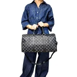 Portofino Grande: Weekend bag με κλασικό print, λαβές από τεχνόδερμα και ρυθμιζόμενο λουρί ώμου, Μαύρο - HB-4186 - Image 2