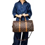 Portofino Grande: Weekend bag με κλασικό print, λαβές από τεχνόδερμα και ρυθμιζόμενο λουρί ώμου, Καφέ - HB-4187 - Image 2