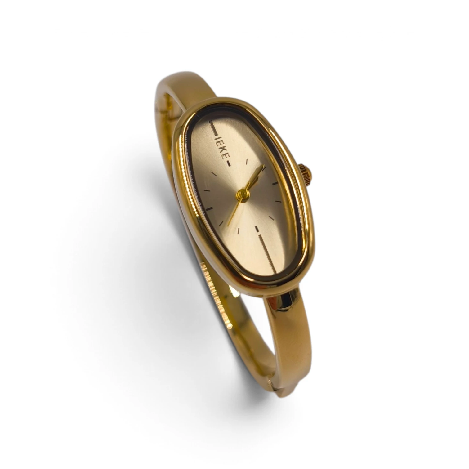 WW-1501-1 IEKE Oval Elegance: Ατσάλινο Γυναικείο Ρολόι-Χειροπέδα, Χρυσό - WW-1501 - Image 1